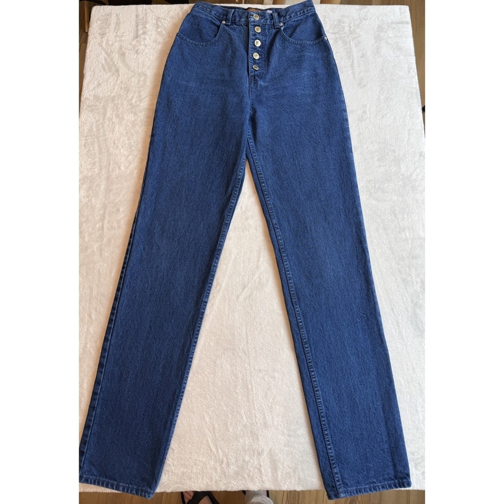 Vintage‎ Lawman 90s High Rise Button Up Dark Wash Tapered Long Length Jeans Sz 9